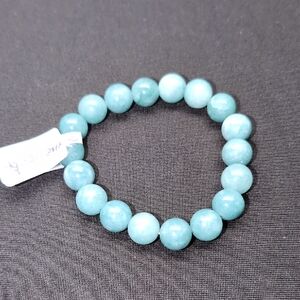 Aquamarine 8mm Beaded Bracelet
